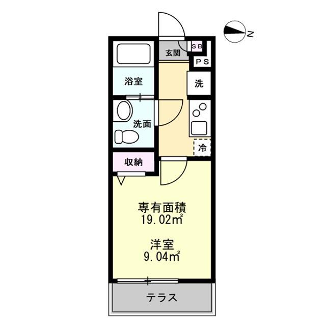 SAIL五香南(1K/2階)の間取り写真