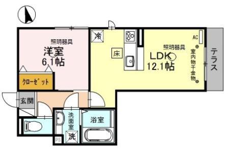SOPHIA COURT桜町(1LDK/1階)の間取り写真
