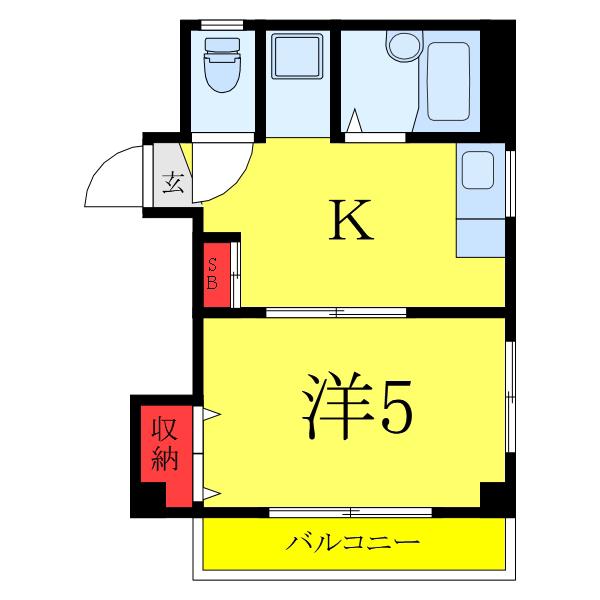 ハイムヨコセ(1K/3階)の間取り写真