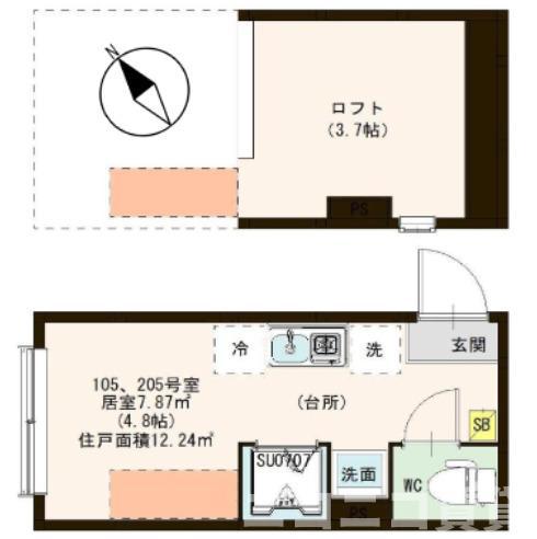 TNフォレスト北千住(ワンルーム/2階)の間取り写真