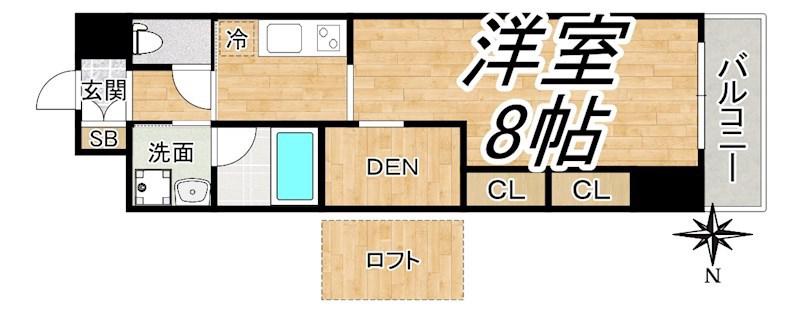 ARROW FIELDS 貮番館(1DK/3階)の間取り写真
