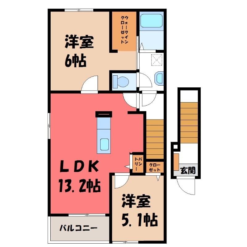 LACOLLINE II(1LDK/2階)の間取り写真