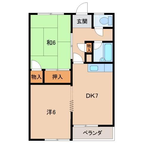 ロイヤルプラザ(2DK/3階)の間取り写真