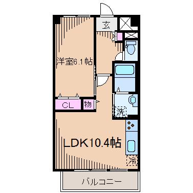 ディアコート(1LDK/2階)の間取り写真