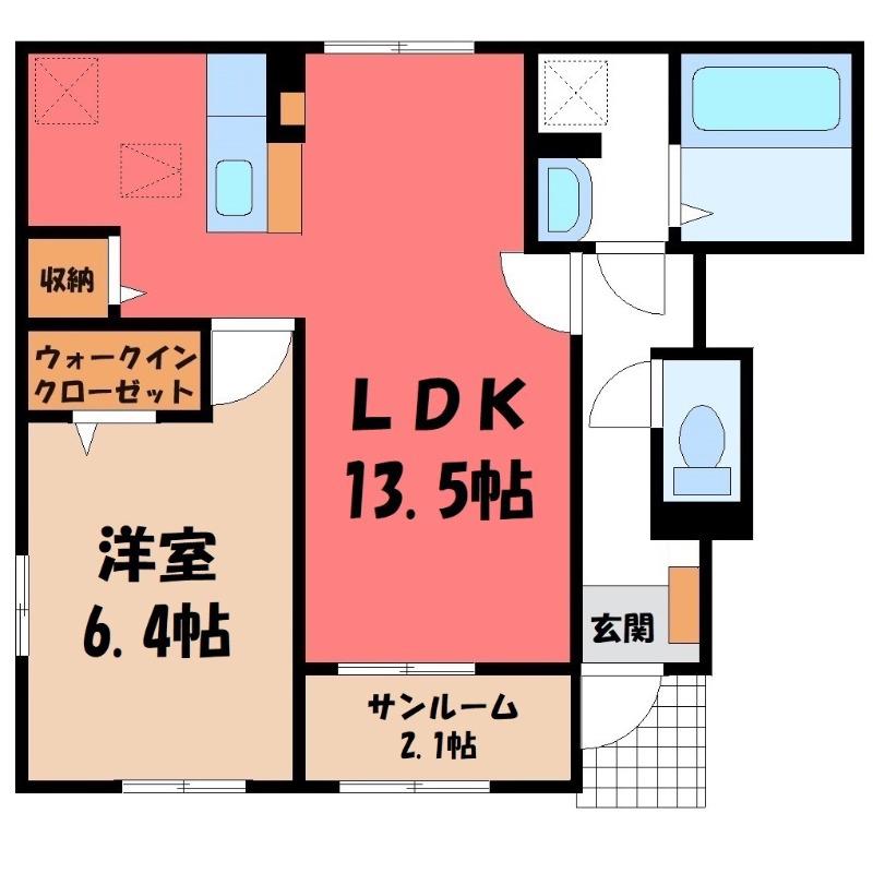 リバーサイド・ステラムーン B(1LDK/1階)の間取り写真