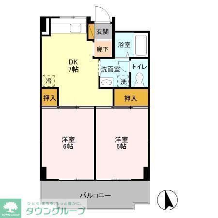 メゾンラフォーレ(2DK/2階)の間取り写真