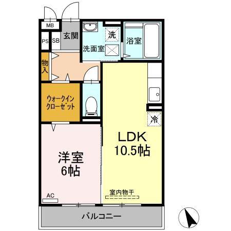 エスポワール青江(1LDK/2階)の間取り写真