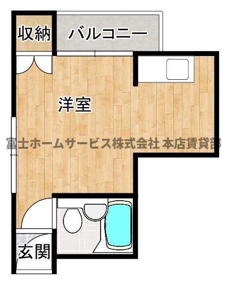 帝塚山ハイツ(ワンルーム/6階)の間取り写真