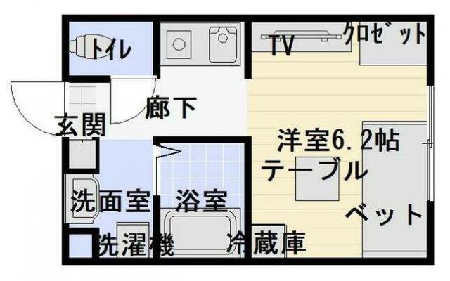 コンフォートハウスII(ワンルーム/1階)の間取り写真