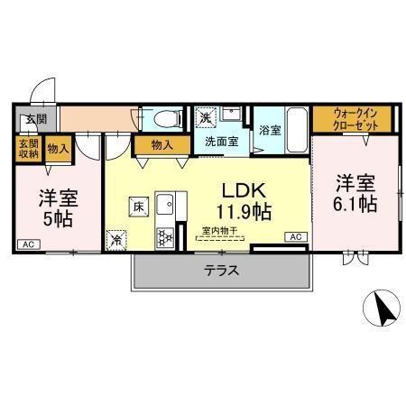 D-ROOM YT(2LDK/2階)の間取り写真
