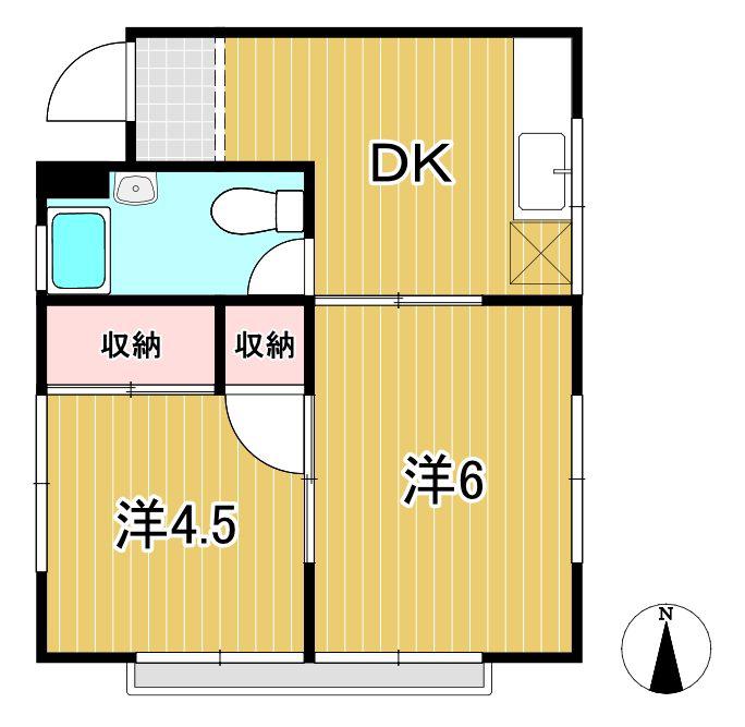 パークシティ会瀬(2DK/1階)の間取り写真