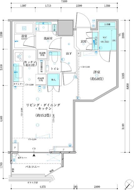 パークタワー勝どきミッド(1LDK/26階)の間取り写真