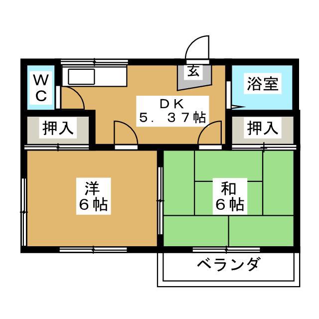 湘南マリーンハイム(2DK/2階)の間取り写真