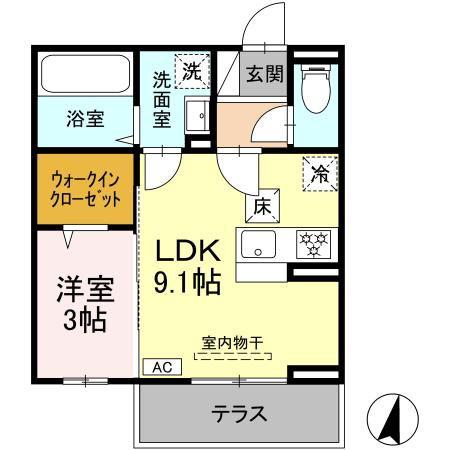 URBAN COAT(1LDK/1階)の間取り写真