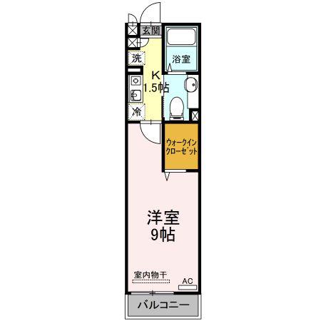 メゾンヴェルデ(1K/1階)の間取り写真