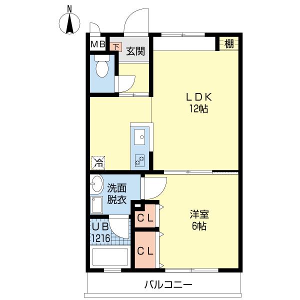 ダイアリー賀茂(1LDK/3階)の間取り写真