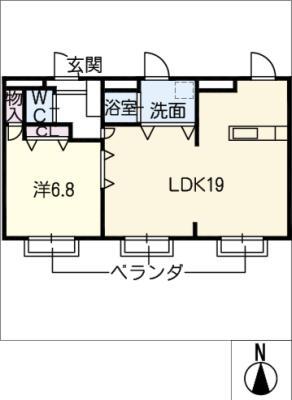 ドリーム旭(1LDK/1階)の間取り写真