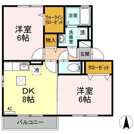 セジュール杉山A棟(2DK/1階)の間取り写真