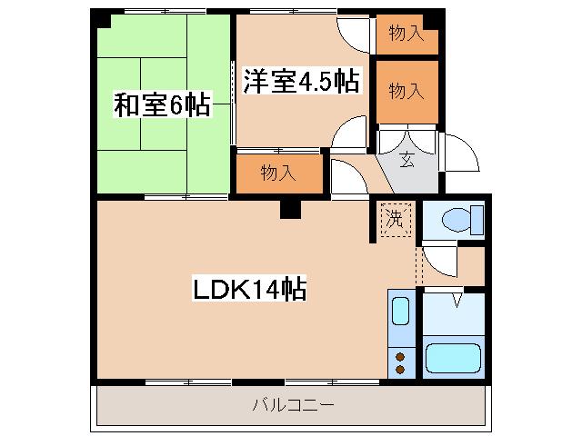富士見マンション(2LDK/2階)の間取り写真