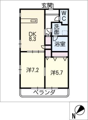 プレイン安城(2DK/2階)の間取り写真