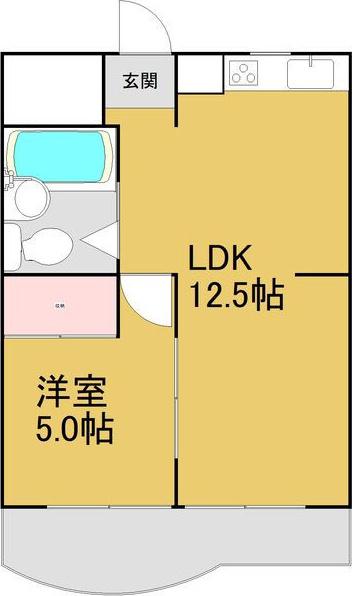 チサンマンション徳川町(1LDK/5階)の間取り写真
