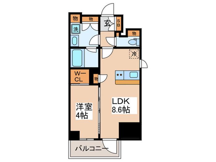 ジオエント池袋(1LDK/8階)の間取り写真