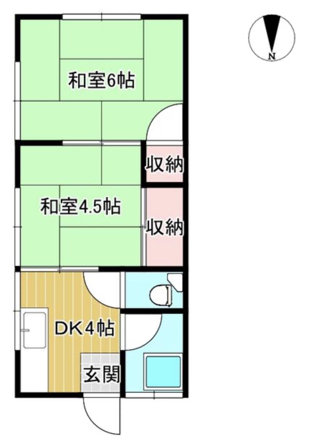 ヒルサイド島崎(2DK/1階)の間取り写真