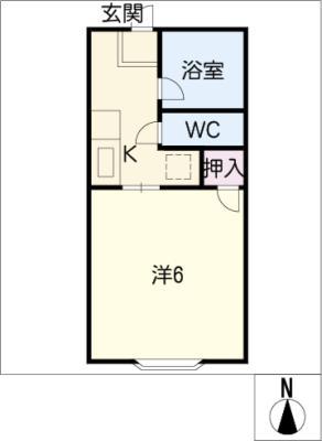 コーポスクールサイド(1K/1階)の間取り写真