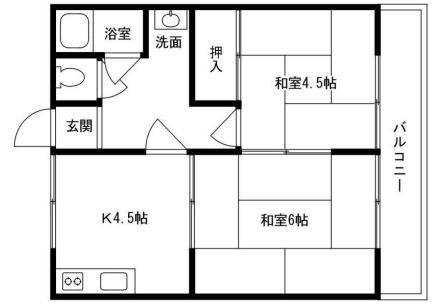 ヴェール美園(2DK/1階)の間取り写真