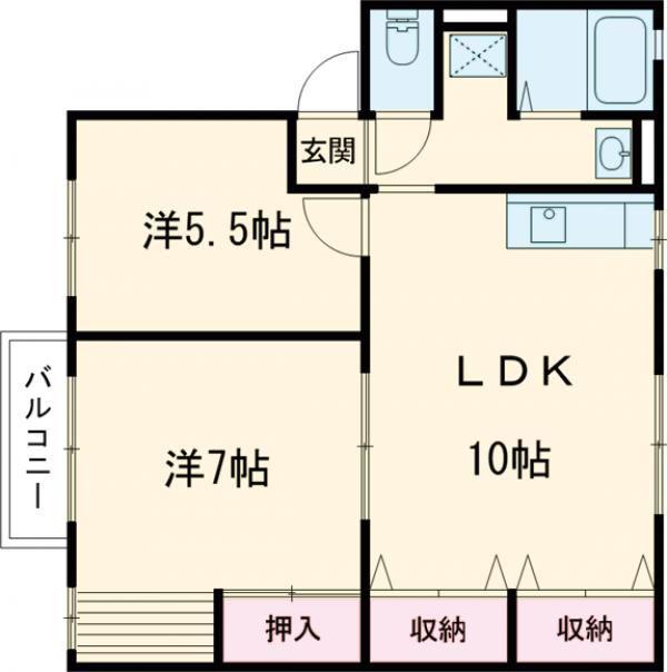 ソファレ池上(2LDK/1階)の間取り写真