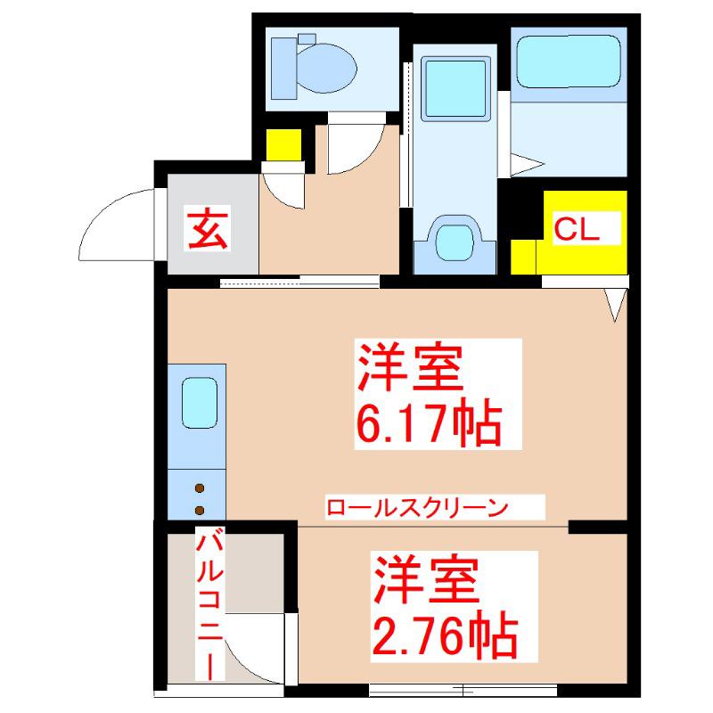 GRANVERDE NISHIDAII(ワンルーム/2階)の間取り写真