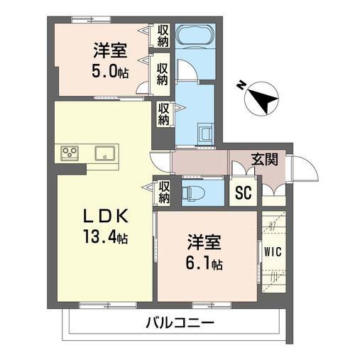 サンアベニュー(2LDK/2階)の間取り写真