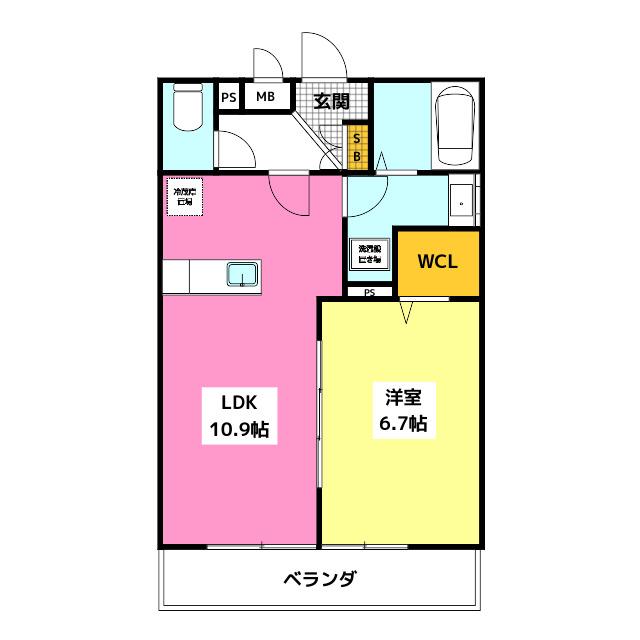 HILL TOP上大利(1LDK/1階)の間取り写真