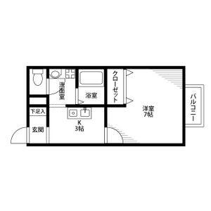 アンプルールMILLE(1K/2階)の間取り写真