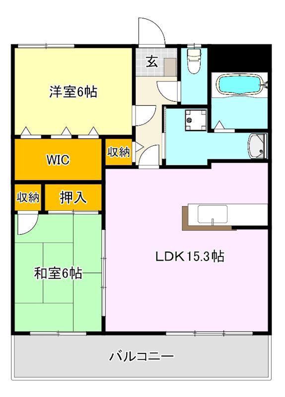 ネオハイムビル(2LDK/3階)の間取り写真