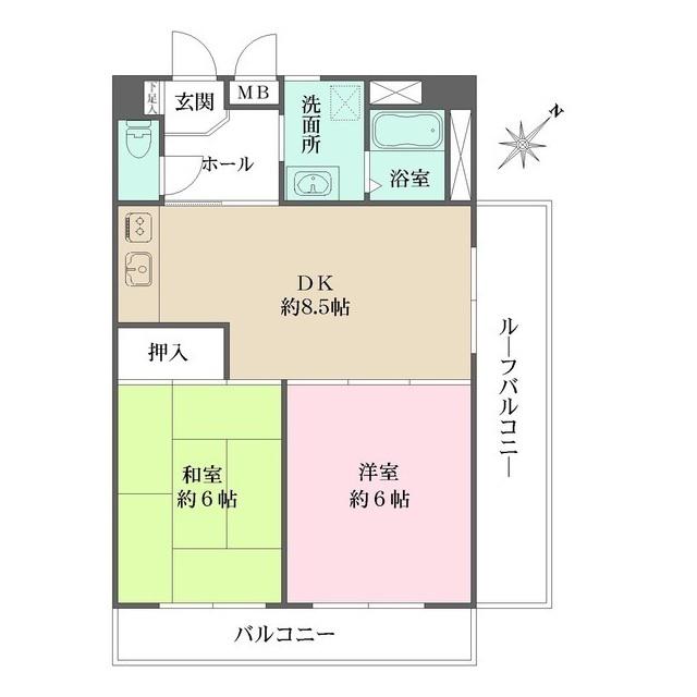 ビラ松濤(2DK/6階)の間取り写真