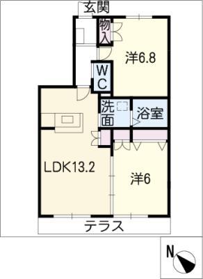 メゾンドやまなし(2LDK/1階)の間取り写真