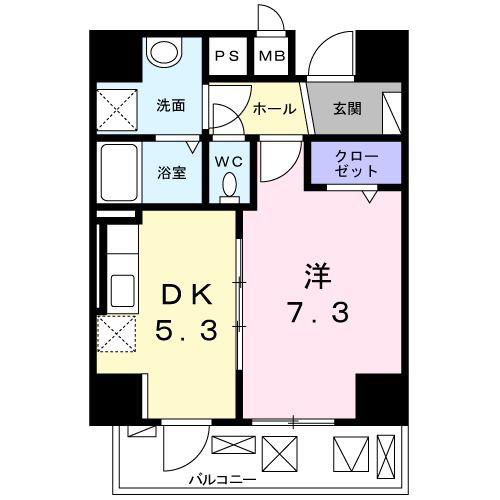 ゼンショウ天神(1DK/8階)の間取り写真