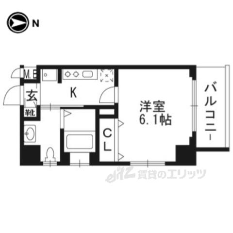 エステムプラザ京都ステーションレジデンシ(1K/6階)の間取り写真