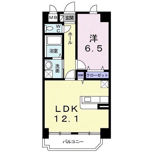 カルフール 千歳(1LDK/5階)の間取り写真