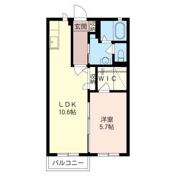 クレセントB(1LDK/2階)の間取り写真
