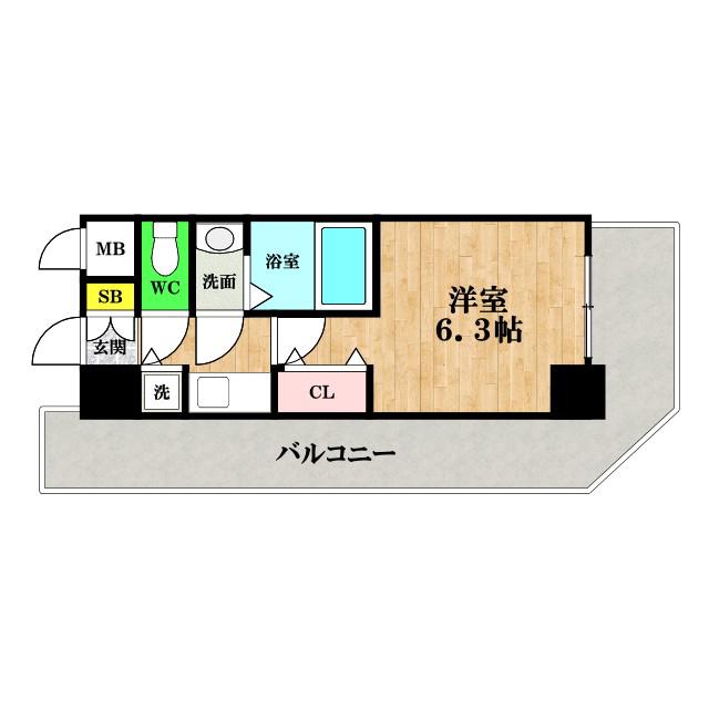 エイペックス心斎橋東(1K/3階)の間取り写真