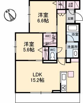 リルーエ(2LDK/1階)の間取り写真