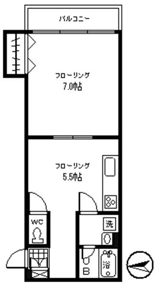 内田ビル(1K/3階)の間取り写真