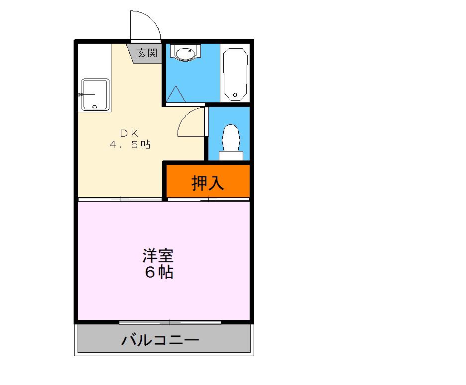 エバーハイツ(1DK/1階)の間取り写真