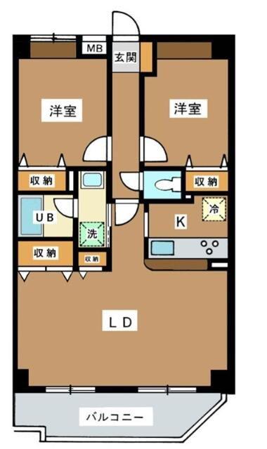 ボヌール高松(2LDK/1階)の間取り写真