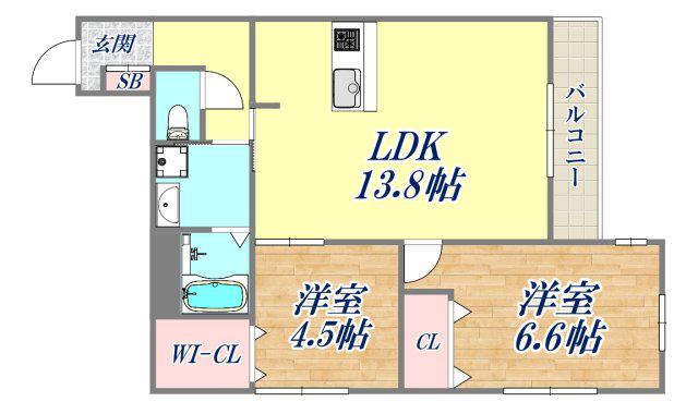 DROOM南塚口(2LDK/2階)の間取り写真