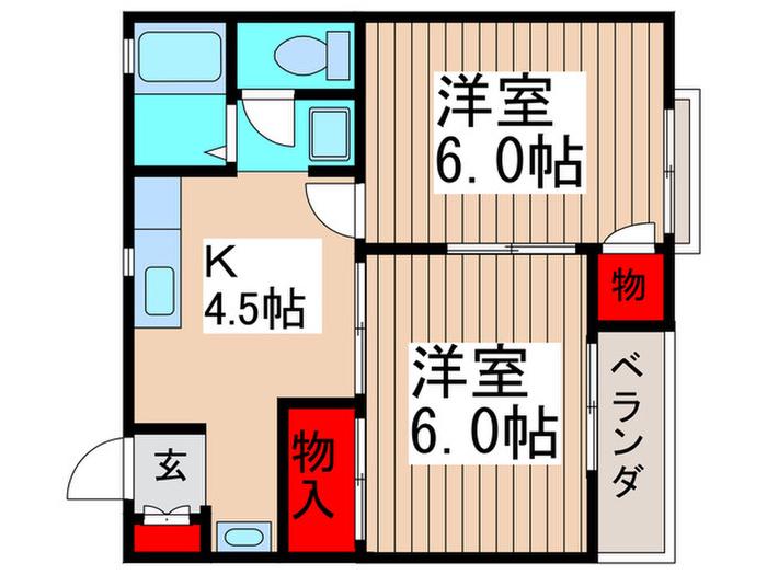 エクセルドミールII(2K/2階)の間取り写真
