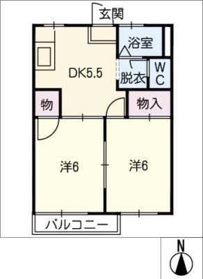 アーバンフォレストノース(2DK/2階)の間取り写真