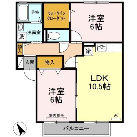 パミドール・ルーチェC棟(2LDK/1階)の間取り写真
